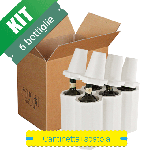 scatola con contenitore in polistirolo per 6 bottiglie - Magipac